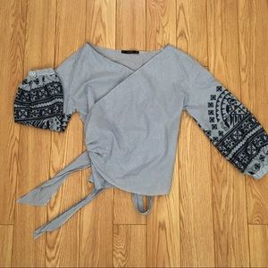 Zara long sleeve striped blouse